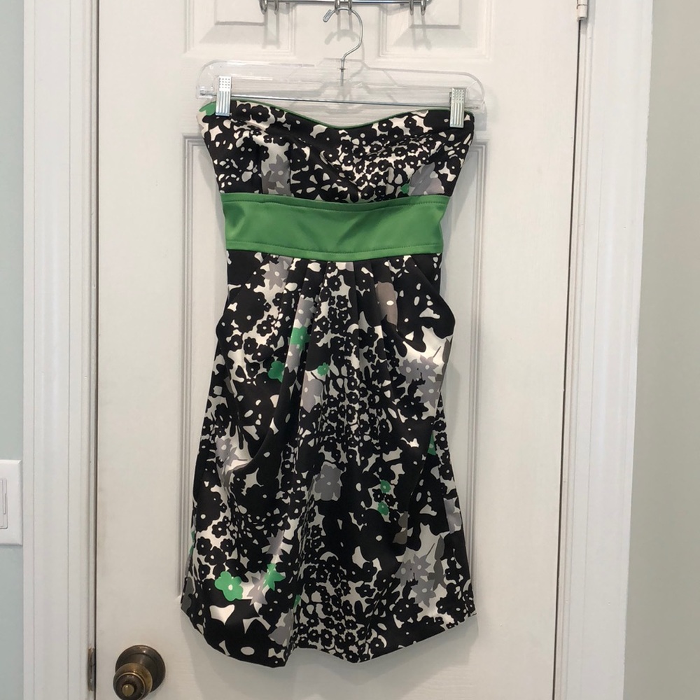 Floral print semi-formal strapless dress